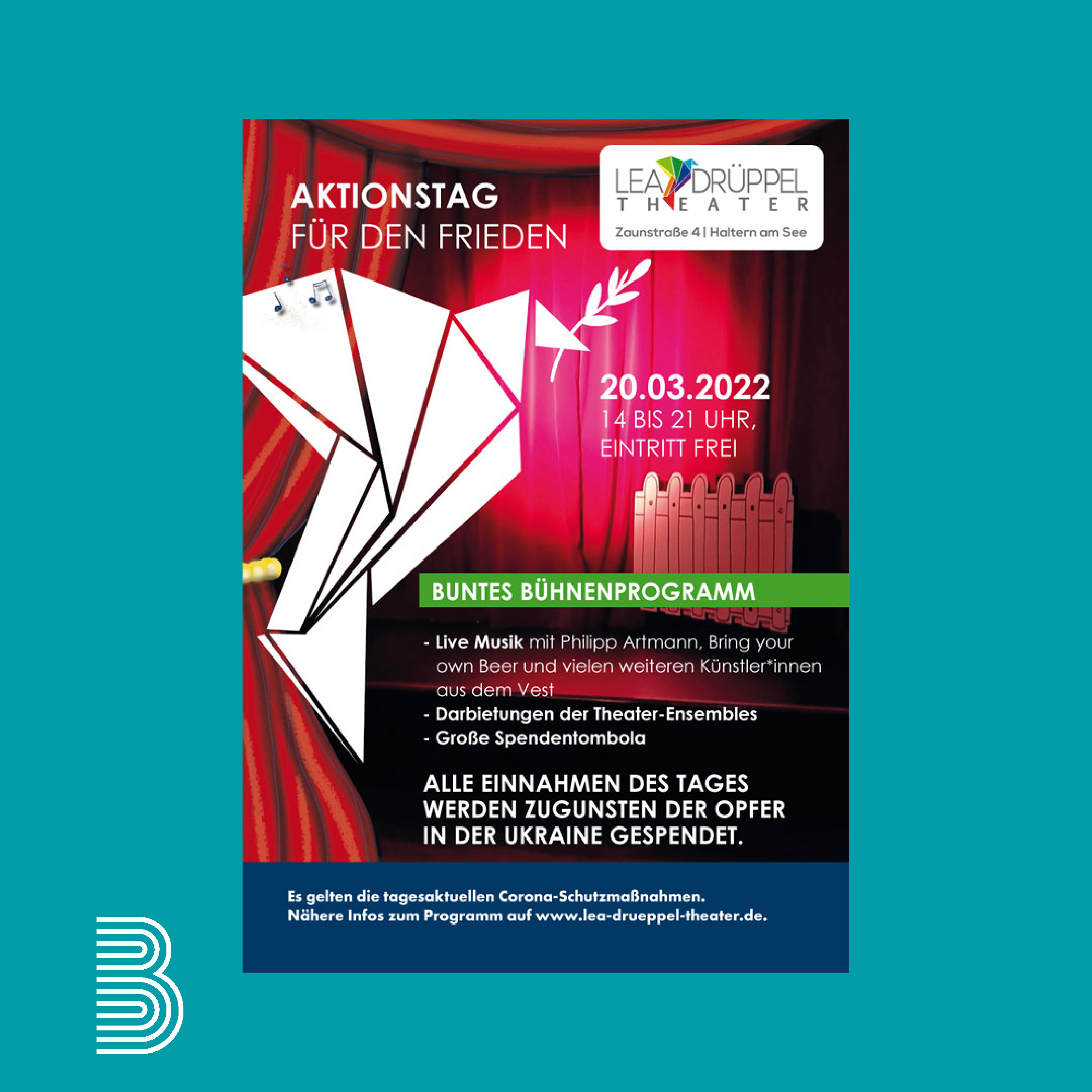 Ein Plkakat für eine Spendenaktion.