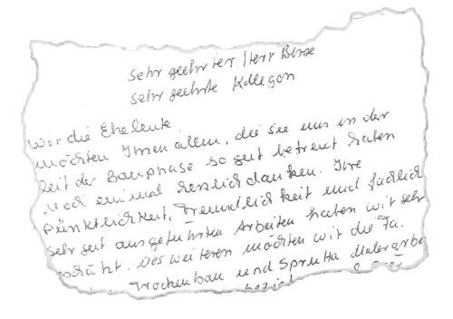 Ausschnitt eines Empfehlungsschreibens für die Berse GmbH.