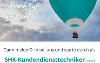 Stellenanzeige der Berse SHK GmbH mit Heißluftballon und Text.